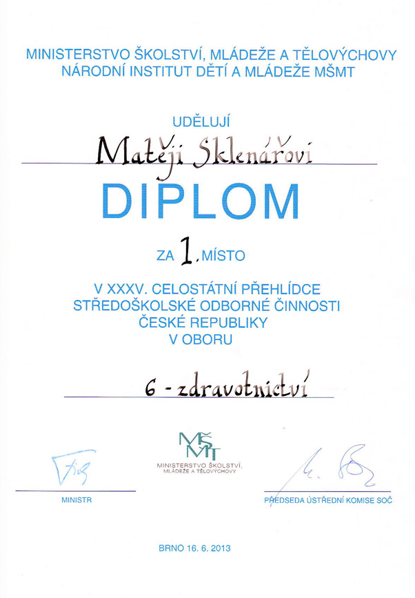 Diplom za 1. místo
